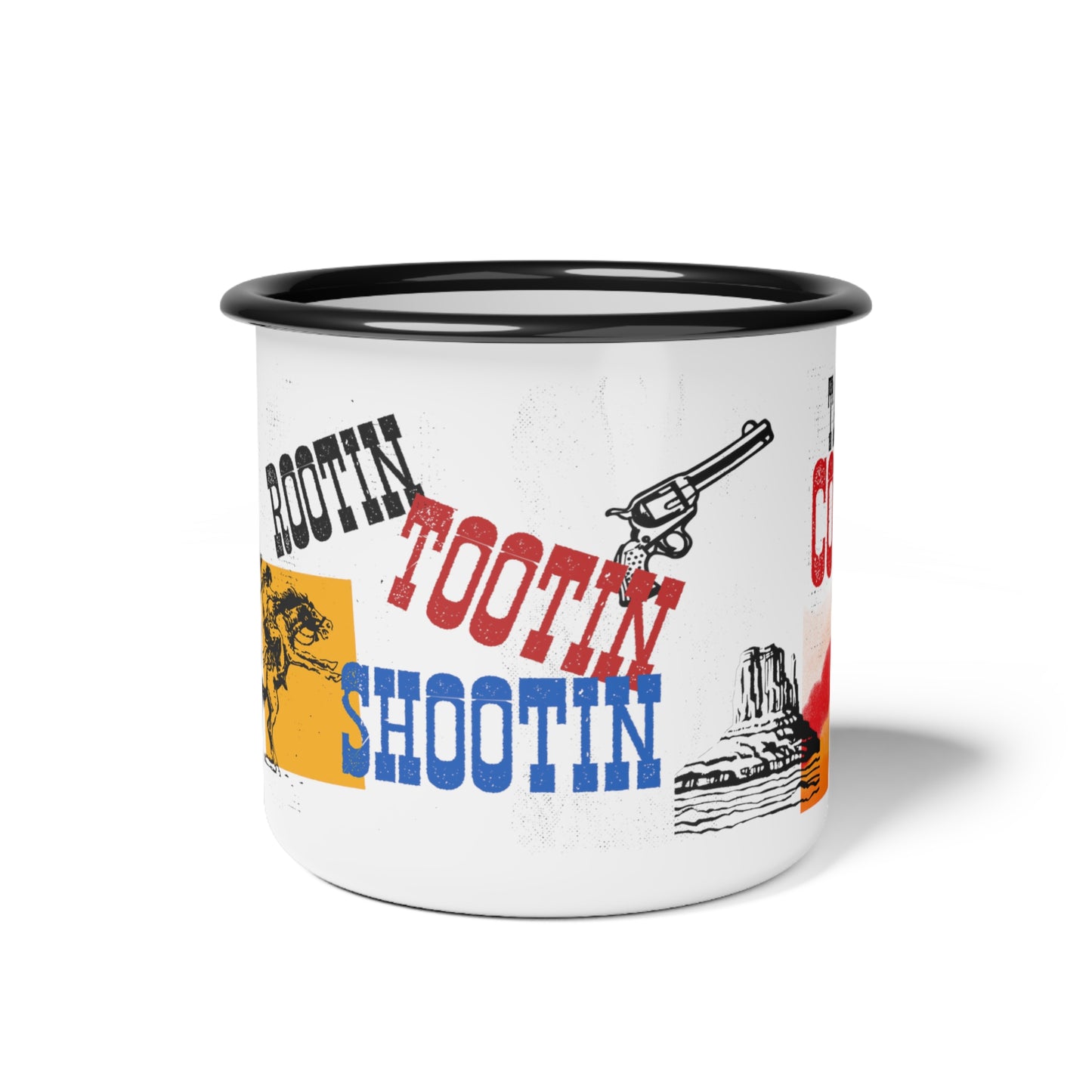 Tabletop cowboy enamel mug