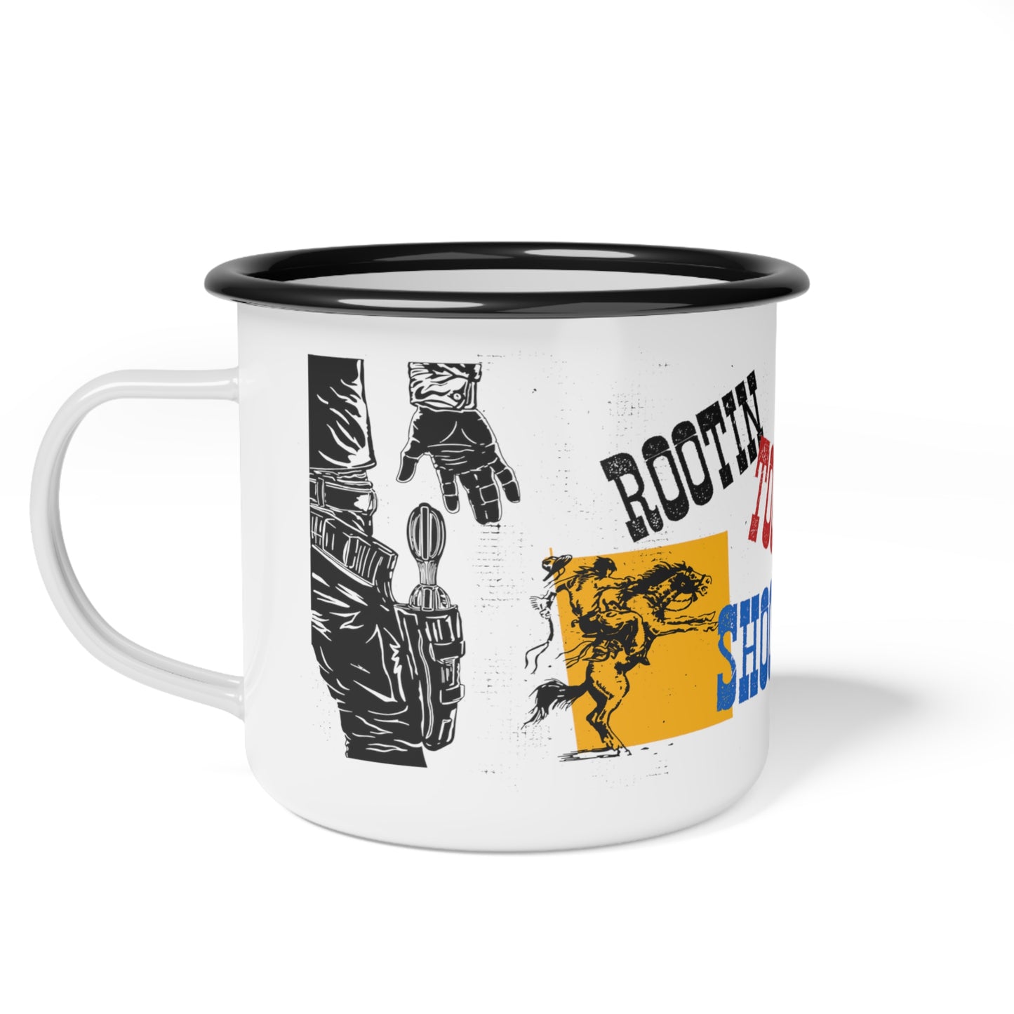 Tabletop cowboy enamel mug