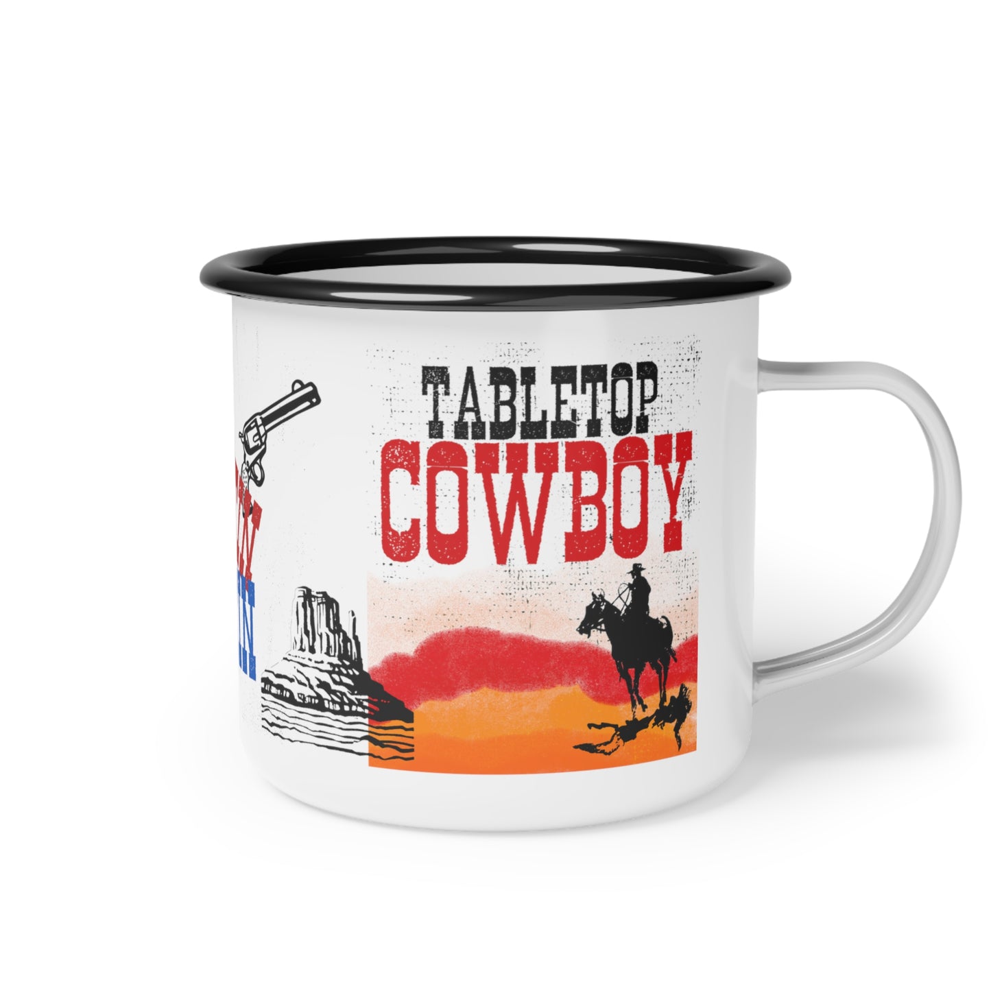 Tabletop cowboy enamel mug