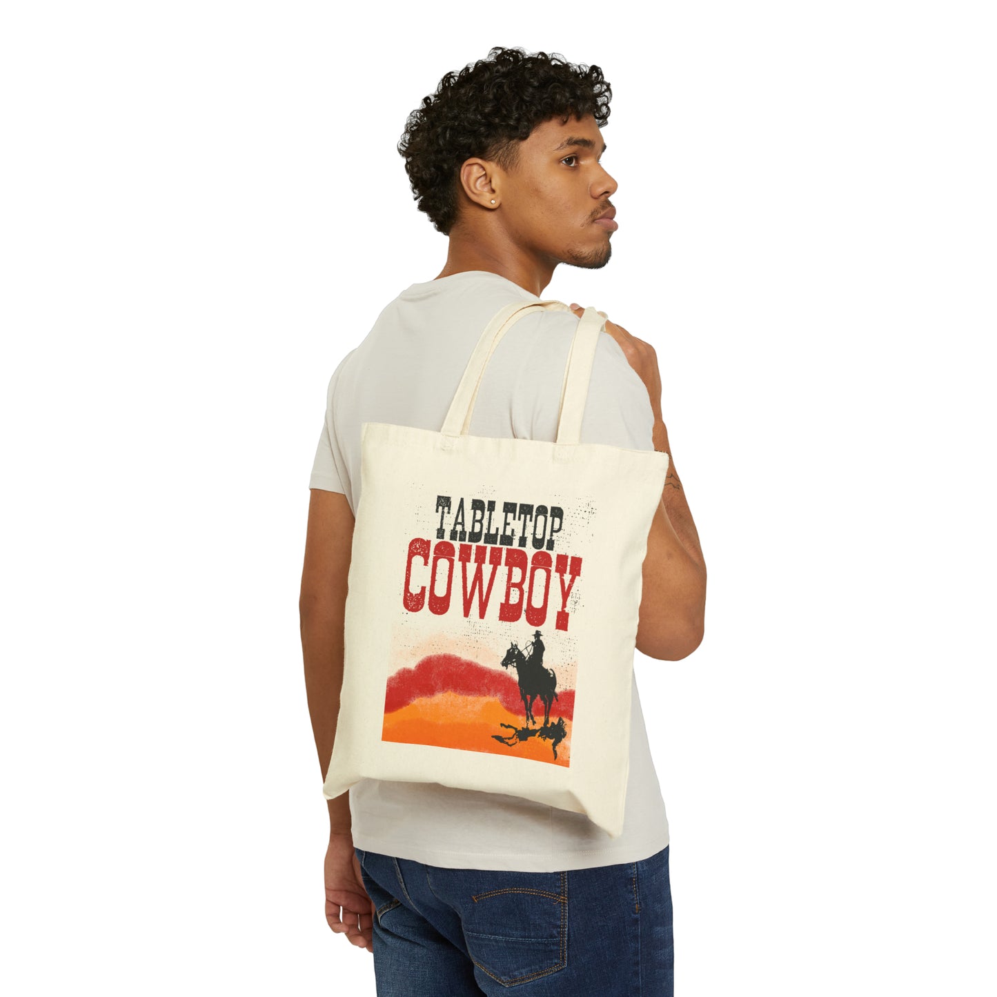 Tabletop Cowboy Cotton Canvas Tote Bag